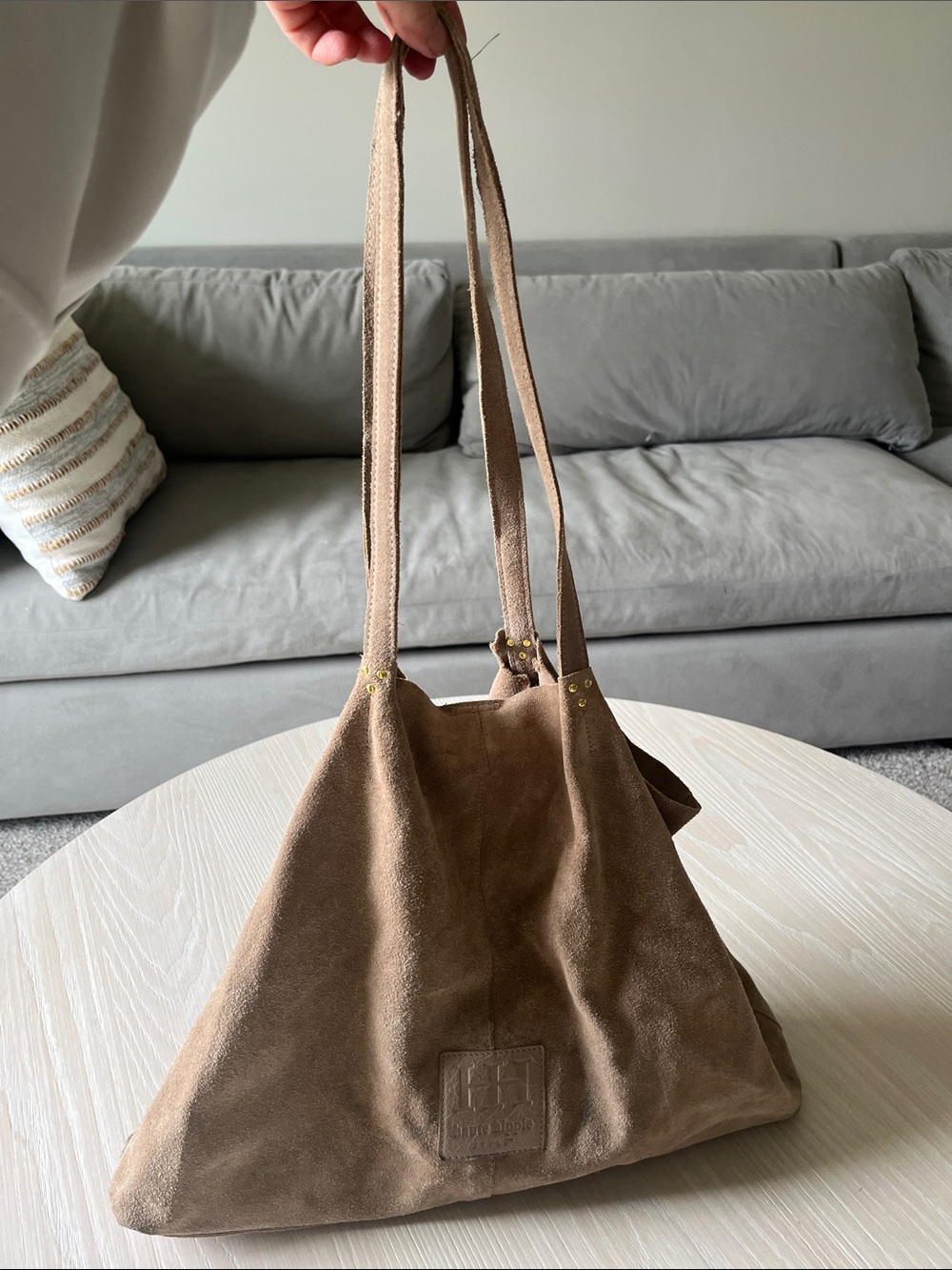 Suede Brown Shoulder Tote Bag